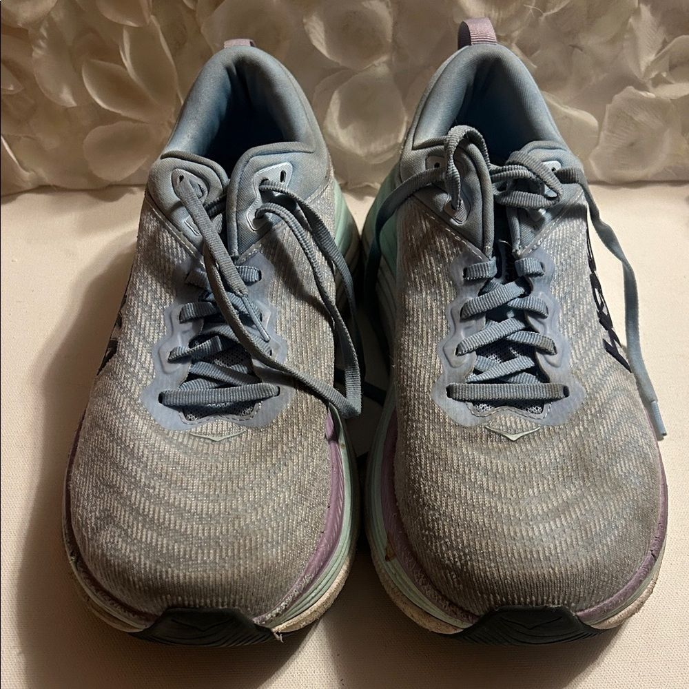 Hoka Gray and Purple Athletic Shoes